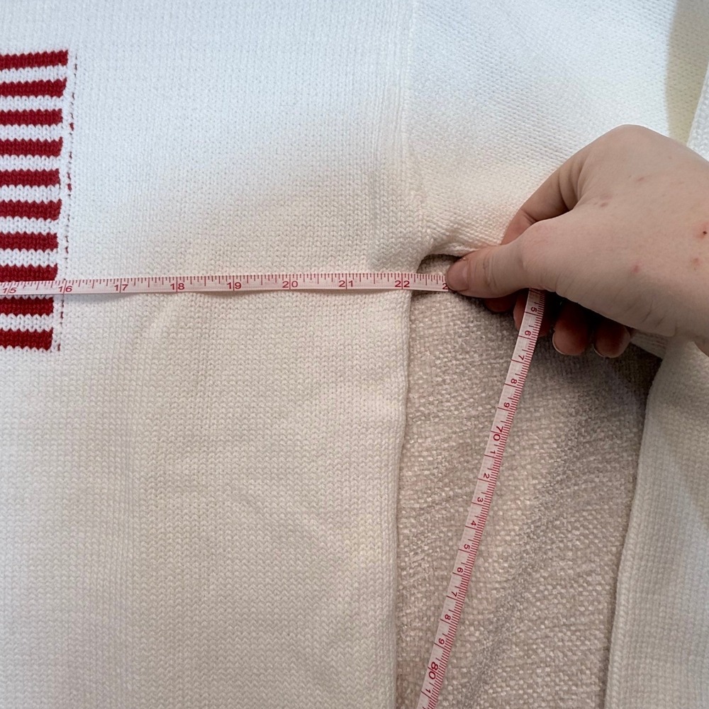Simply Southern American Flag Knit Sweater White Patriotic Crewneck NEW - Picture 7 of 9
